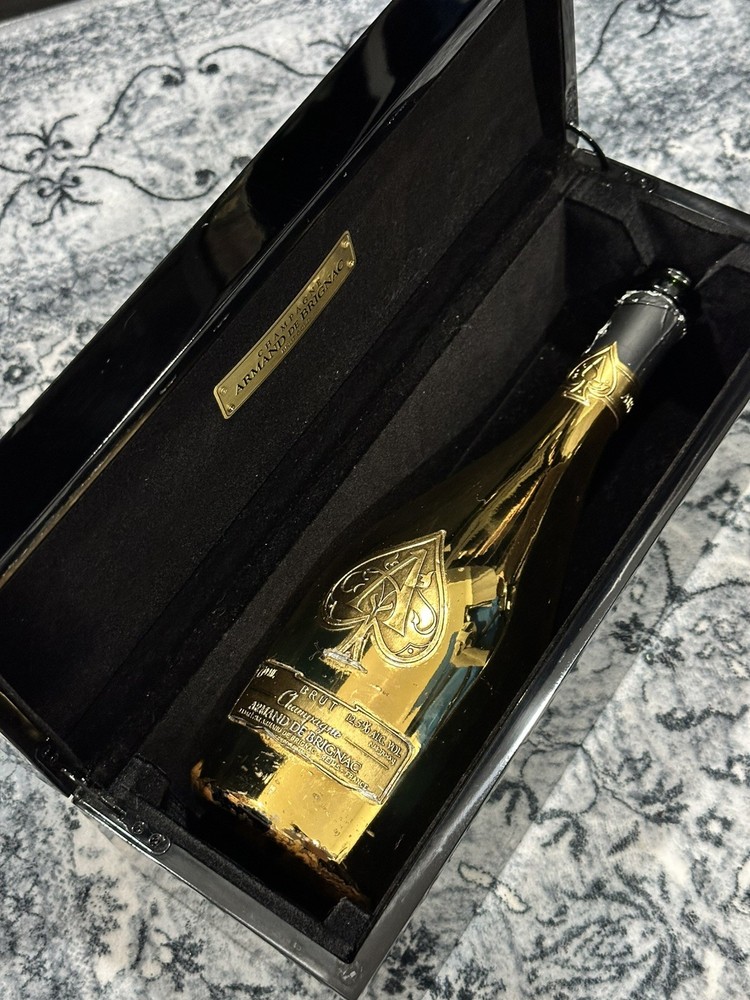 Armand de Brignac Ace of Spades Champagne Bottle & Wooden Display Case EMPTY
