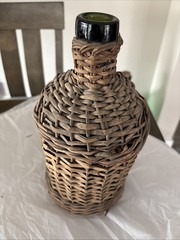 Vintage Demijohn Wicker Wine Bottle 12” Tall