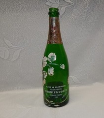 Vintage 1982 Perrier Jouet Special Reserve Hand Painted Empty Champagne Bottle