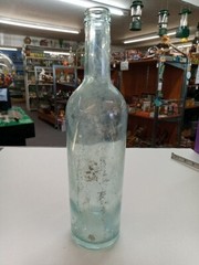 Vintage 3/4 Quart Blue Tinted Glass Wine Bottle