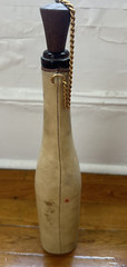 Vintage Leather Wrapped Wine Bottle With Stopper Made In Italy Retro Crest