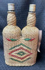 Vintage Double Wicker-Wrapped Wine Bottles Demijohn (Empty Bottles)