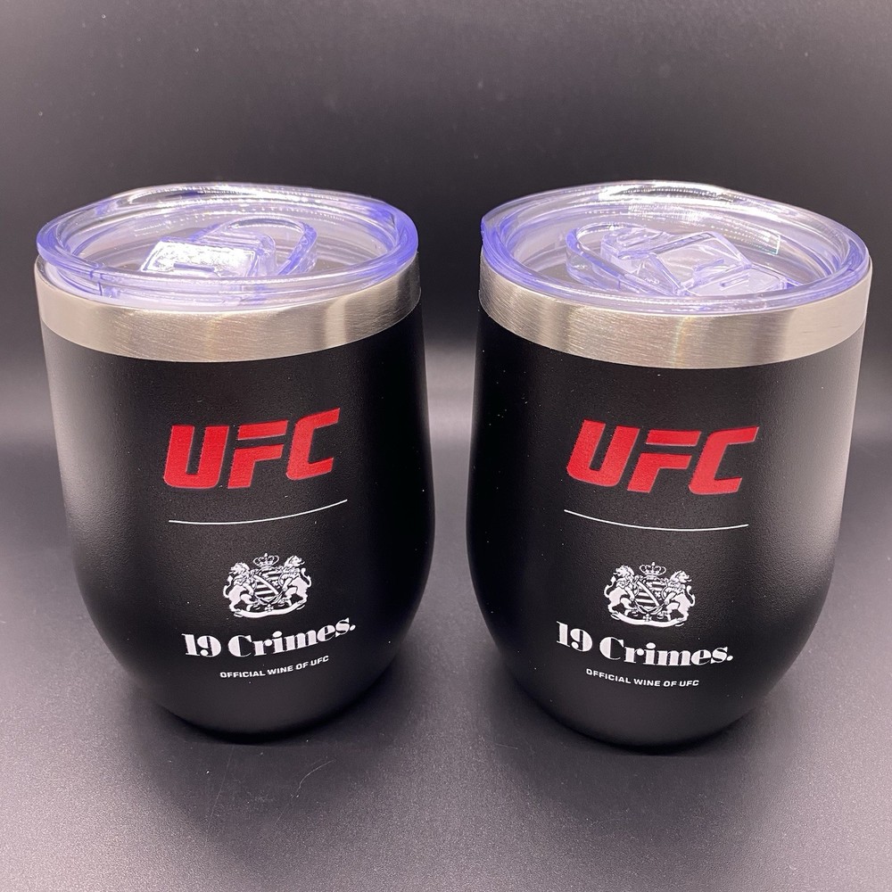 New! 🚨UFC x 19 Crimes Wine Tumblers Set If 2 Cups With Lids