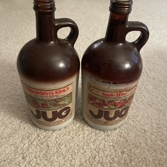 Vintage Apple Wine And Strawberry Glen Jug Brown – 4/5 Quart Bottle With Cap