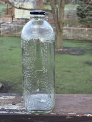 Vintage Glass Grapevine Embossed Wine Bottle Jar 1/2 Half Gallon Screw Lid GUC