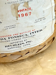 Vintage 1967 Wicker Wrapped Portugal QUINTA Lisbon Wine Bottle Empty