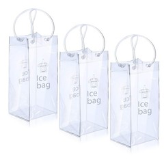 3 Pack Portable Ice Wine Bag, Collapsible Clear PVC Pouch Wine Cooler Bag, Wine