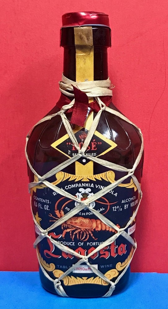 Raffia Wrapped Wine Decanter with Tin Cap – Portugal – Vintage 1950’s
