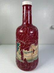 Vintage 1956 Welch’s Refreshment Wine Bottle Drizzled Spaghetti Design Red Glass