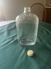 Vintage Wine Bottle Jug Clear Glass Embossed Design One-half Gallon