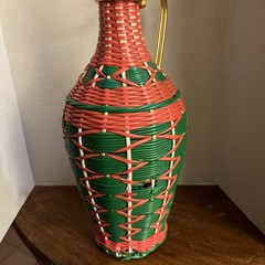 Vintage 70’s Scoubidou Wine Bottle Green And Red