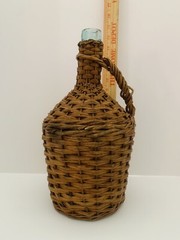 Wicker Wrapped Clear Glass Bottle 13&Prime;