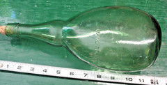 GREEN DEPOSITATO WINE BOTTLE DAMSEL HIPPED RIPPLE GLASS ROUND BOTTOM