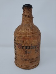 Vintage Portugal Wine Bottle Wicker Wrapped Empty Glass Bottle BIN27