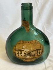 Vintage Mateus Rosé Portugal Green Glass Wine Bottles Set 2 Labels Display