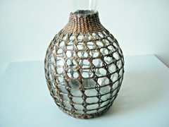 Wine Carafe Dark Twine Covered Clear Glass 9 1/4&Prime; Tall Vase