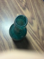Vtg. Emerald Green Peppersauce Bottle Embossed JPS Ht: 9&Prime; Cir: 2 1/2&Prime;
