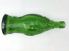 Green Glass Fish Bottle Decanter 8&Prime; Figural Wine Liquor Vase VTG