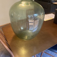 Vintage Demijohn WineCarboy Huge Green Glass Bottle 25.5&Prime; Tall 17.5&Prime; Wide