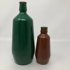 Vintage J M Da Fonseca Wine Bottle Large Green Small Brown Set of 2 Collectible