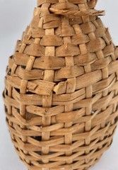 Vintage Wicker Wrapped Clear Glass Quinta Lisbon Wine Bottle Portugal Empty.