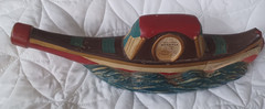 Vintage Viarengo Painted Gondola Boat Shelf Art Glass Wine Bottle Torino Italy