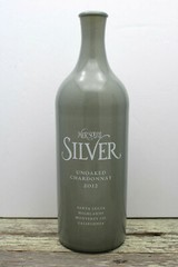 Ceramic Wine Bottle Empty Silver Unoaked Chardonnay Mer Soleil 2012 750ml