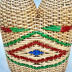 VTG Demijohn Style Handmade Woven Wicker Double Wine Wrap/Holder Bottles Empty