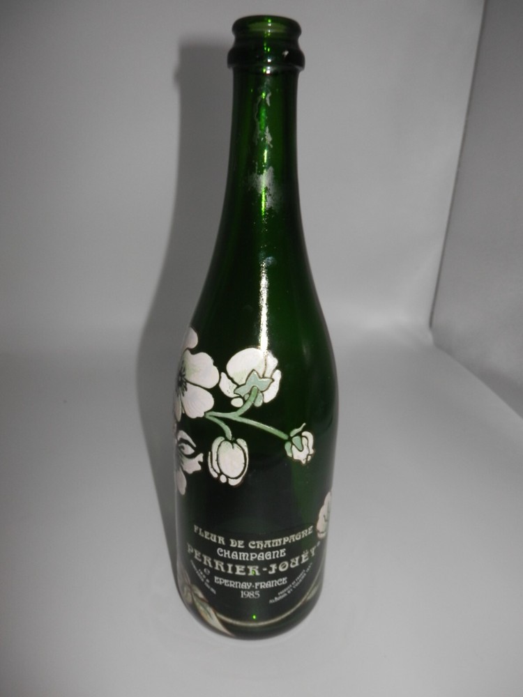 Vintage 1985 Perrier Jouet Fleur De Champagne Bottle Hand Painted Empty Bottle