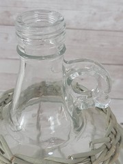 Vtg Pair 1 Gallon Glass Jugs Wicker Basket Wrap Demijohn Bottles Boho Farmhouse