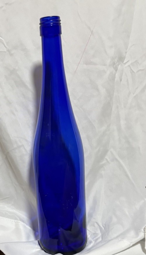 13” Cobalt Blue Long Neck Glass 24 Oz. Wine Bottle