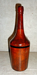 VINTAGE DARK BROWN WOODEN WINE BOTTLE 9&Prime; TALL **