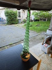 Vintage Giant 3L Green Glass Bessi Chianti Wine Bottle 30&Prime; Tall 1969 Vintage