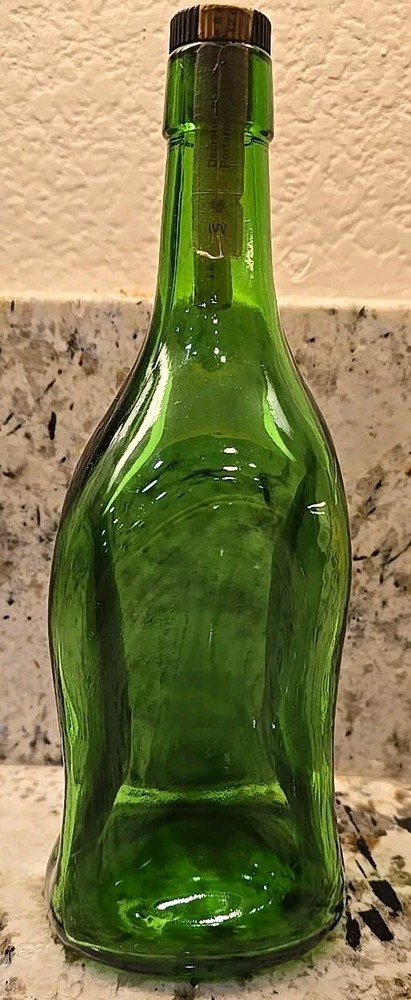 Vintage Dark Emerald Green Liquor Wine Bottle Dimpled Slumped Rare Janeiro Porta