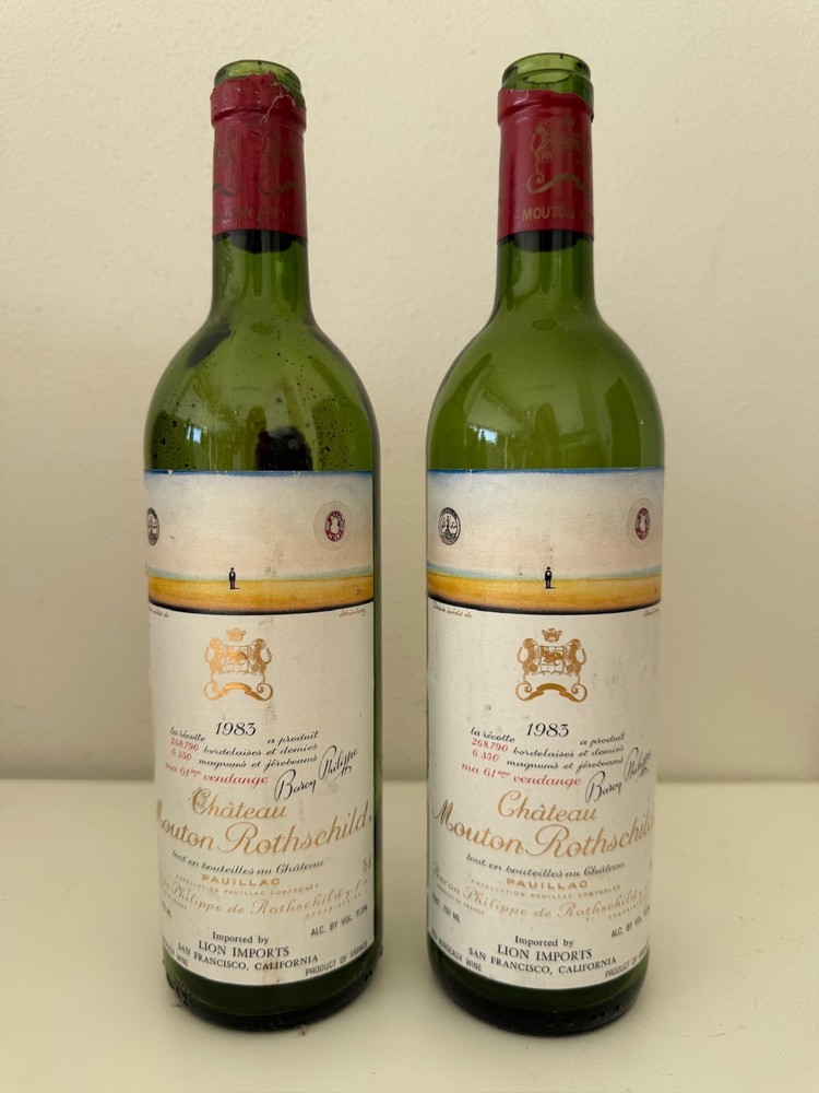 Chateau Mouton Rothschild 1983, Two 750ml Empty Bottles Bundle, No Cork