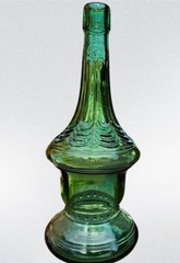 Vtg Italian Cevin Cut Green Glass Italian Wine Bottle Beautiful ~ No Cork