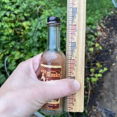 Old Molineaux THREE MONKS EMPTY miniature wine Calif. bottle. c.1940, 1/8pt