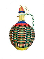 Vintage Viresa Scoubidou Colorful Wine Bottle Plastic Woven Wicker Spain 60-70s
