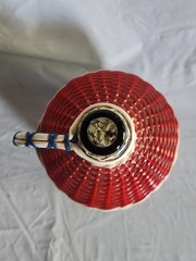 Vintage Viresa Demijohn Wine Bottle Scoubidou Woven Plastic Wicker Jug 1L 1960s