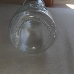 Clear Glass Wine Bottle 1 Liter with Grape Motif Collectible