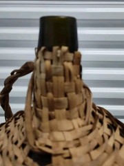 Rare GARIBALDI Wine Jug Demijohn Amber/Green Glass Wicker Wrapped Brazil VTG 60s