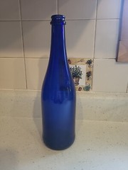 Cobalt Blue 11.5&Prime;×3.25&Prime; Long Neck Hand Blown Glass Decorative Wine Bottle NEW