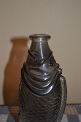 Vintage Tinted Glass Fish Shaped Italian Wine Bottle Decanter 9&Prime; Tall