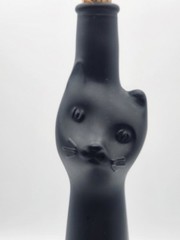 Black Cat Figural German Wine Bottle Satin Glass Mid-century Modern Style 13&Prime;