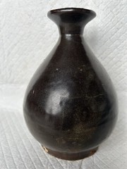 Vintage Brown Salt Glazed Stoneware Pear Shaped Wine Vessel/Vase Dug in Hawaii