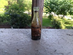 VINTAGE ANTIQUE 1920 PAPER LABLE BOTTLE WINE WHISKEY WAX COVERED OLD BOTTLE