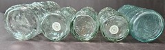 Lot of 5 Bottles Williams Sonoma Clear Pressed Glass Grapes Grapevines 9&Prime; & 12&Prime;