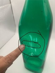 Vintage GLASS WINE BOTTLE Hermetic Lid Green 1L 34 oz. ITALY Rectangular Used