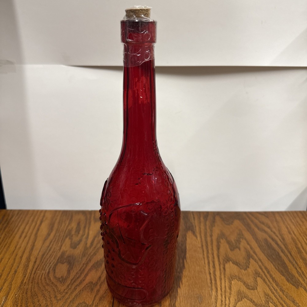 Empty Vintage Red Wine Bottle With Sealed Cork