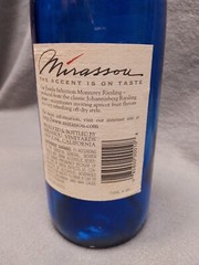 Vintage Monterey Riesling Cobalt Blue Wine Bottle 1995 12-in Tall W/ Labels -29
